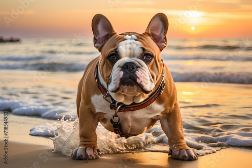 English bulldog on the beach © eraStocks 