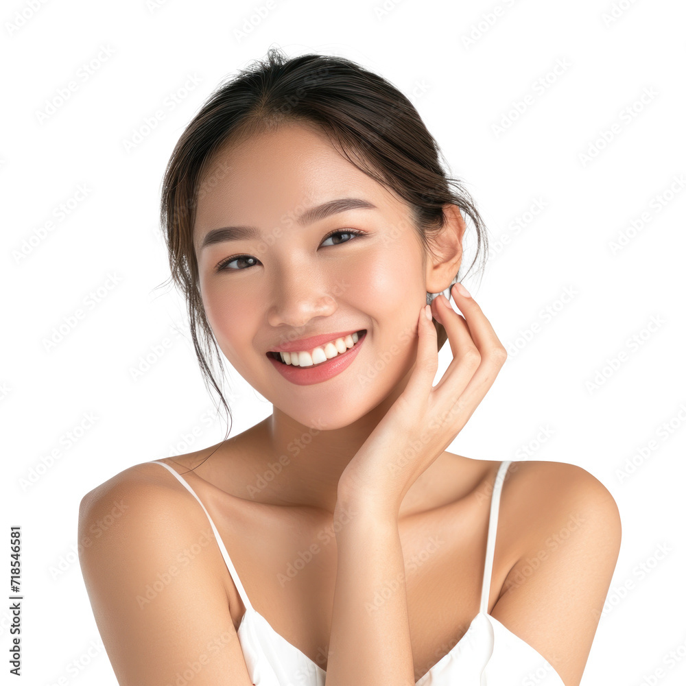Beautiful beauty asian young woman posing with makeup style with touch her face and perfect skin, Facial treatment, Cosmetology, plastic surgery, isolated on white background, png Beautiful beauty asian young woman posing with makeup style with touch her face and perfect skin, Facial treatment, Cosmetology, plastic surgery, isolated on white background, png