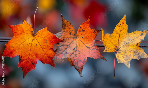 Scenic Background with Dried Maple Leaves