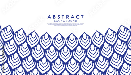 Abstract blue feather pattern background. Ink line style. Vector illustration. Japanese concept.
