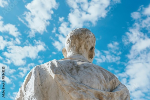 statue is intricately detailed and appears to be weathered and aged due to natural elements