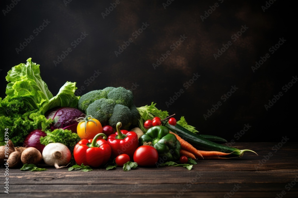 vegetables on Dark background Vegetables set and spices for cooking on dark background Ai generated vegetables on Dark background Vegetables set and spices for cooking on dark background Ai generated