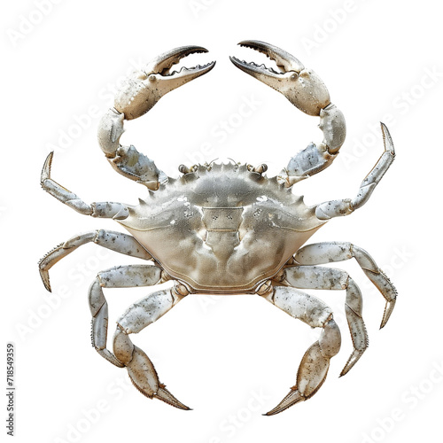 Large Crab on White Background, Detailed Close-up of a Crab on a Plain Surface © LUPACO PNG