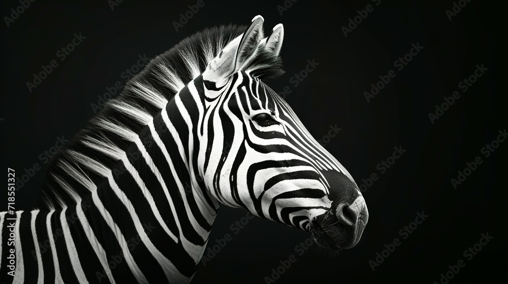 portrait of a zebra in black and white portrait of a zebra in black and white