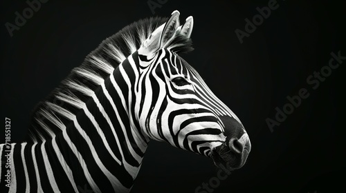 portrait of a zebra in black and white