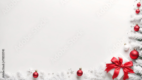 christmas decoration on white background with copy space