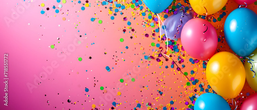 Colorful Balloons Covered in Confetti photo