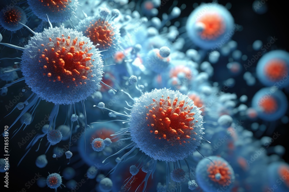 Virus cell 3D illustrations a 3D microscope view, microscopic view, 3d illustration China corona virus, Ai generated Virus cell 3D illustrations a 3D microscope view, microscopic view, 3d illustration China corona virus, Ai generated