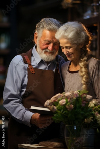 Elderly husband and wife discussing the benefits of long-term care insurance, Generative AI © Shooting Star Std