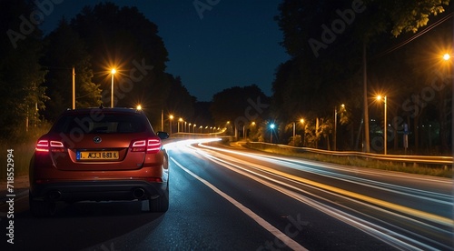 Colorful car light trails  long exposure photo at night  fantastic night scene  top view  a long exposure photo at the night