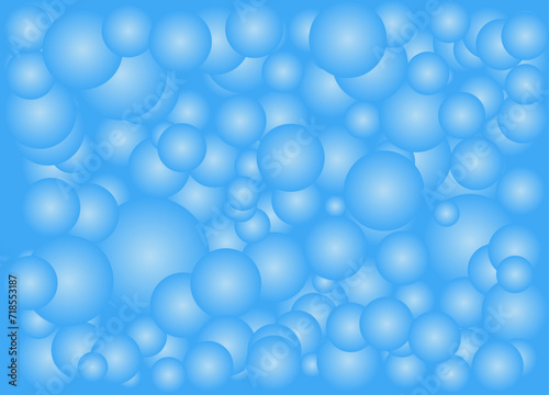 Bubbles vector seamless pattern. Blue color soap texture. Abstract background with soap bubbles. Object web design. Round shape. Minimal poster.
