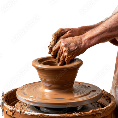 Person Creating a Clay Vase With Hands in a Pottery Studio