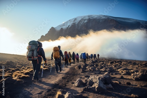 Climbing Mount Kilimanjaro, Tanzania. photo