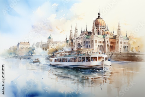 Obraz na płótnie Cruising the Danube River through Eastern Europe.