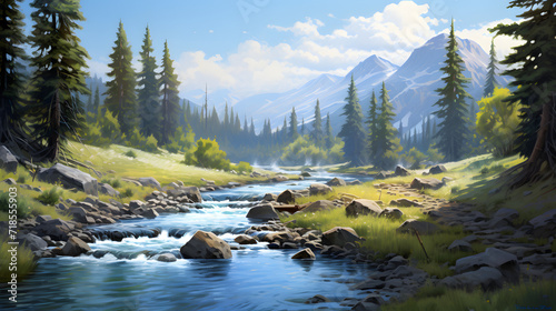  Amazing mountain stream in a wilderness setting