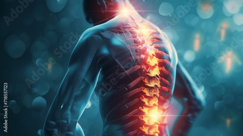 Back Pain, Backache, Human Spine X-ray Anatomy, Emphasizing the Spine, Bones and Potential injuries