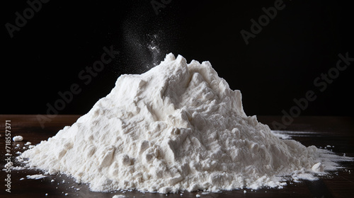 Heap of flour isolated on white background.