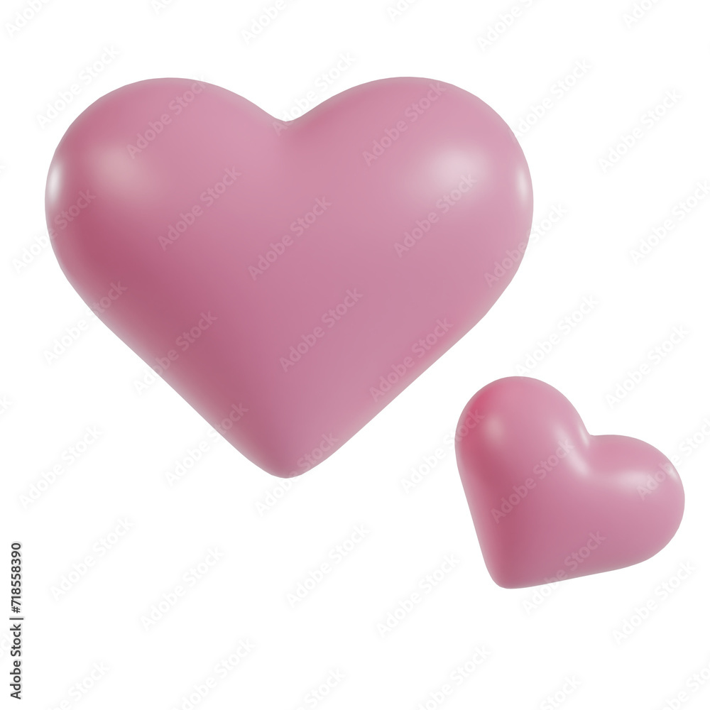 3D Pink Heart Logo PNG