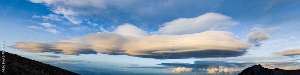 Lenticular clouds Nevado de Toluca, panoramic.
