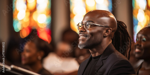 Uplifting Moments  African Americans Focused on Pastor   s Sermon in Church