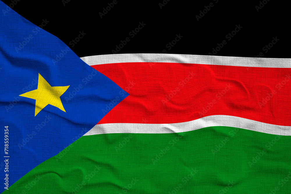 National flag of South Sudan. Background with flag of South Sudan. National flag of South Sudan. Background with flag of South Sudan.