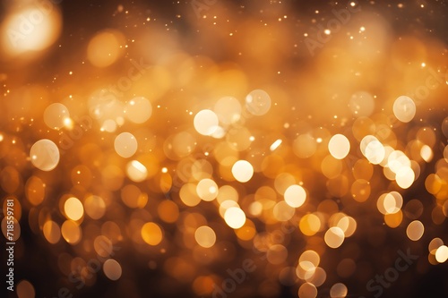 Gold Festive Christmas background. Elegant abstract background with bokeh defocused lights and stars © Md Mojammel