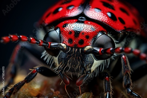 A detailed close-up of a ladybug. Generative AI © Kiernan
