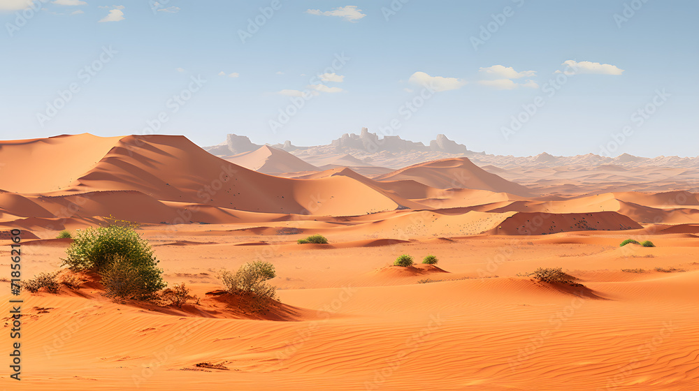 The desert landscape stretches endlessly under the scorching sun