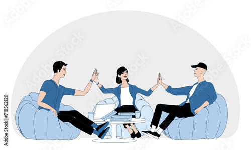 Exuberant business team