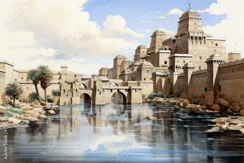 Exploring the ancient city of Babylon, Iraq. photo
