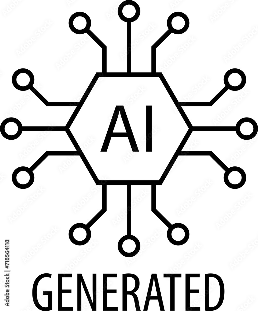 Artificial intelligence generated icon AI sign for graphic design, logo, website, social media, mobile app, UI illustration.