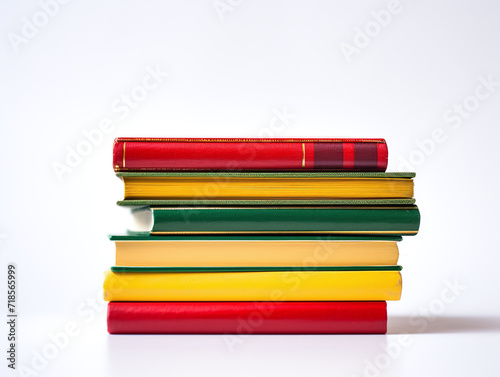 A stack of multicolor notebook isolated on white background.