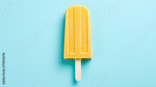 Yellow cold summer fruit popsicles isolated on a blue color background