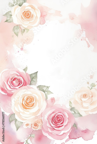 watercolor rose floral wedding invitation template