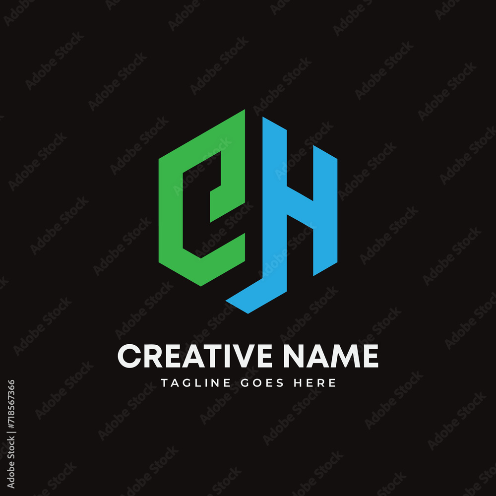 Letter CH initial hexagon monogram logo design Letter CH initial hexagon monogram logo design
