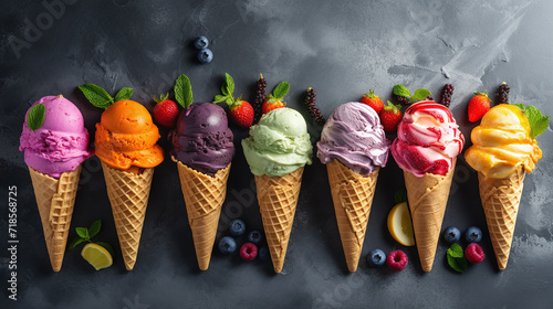 Various flavor of ice cream