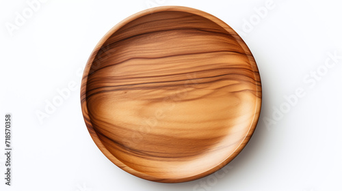 Wooden plate isolated white.