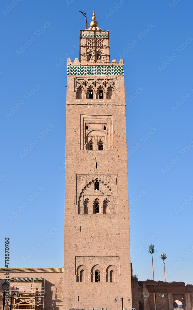 Koutoubia Mosque Minaret Portrait, Marrakech, Morocco
