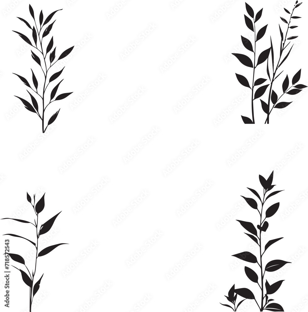 Set of Plant and Flowers Hand drawn Plant set 