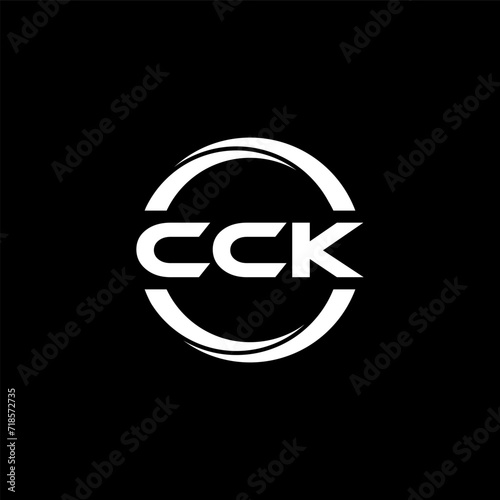 CCK letter logo design with black background in illustrator, cube logo, vector logo, modern alphabet font overlap style. calligraphy designs for logo, Poster, Invitation, etc. photo