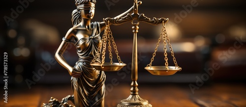 statue of justice with legal scales and gavel, law firm concept