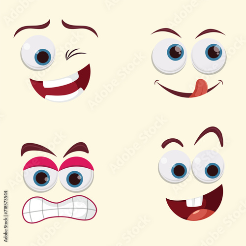 Wallpaper Mural Vector illustration Different funny emotions faces editable template Torontodigital.ca