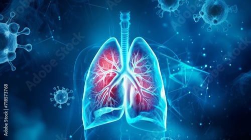 Explore the dynamic of lung disease. Human lungs X-ray anatomy, Highlight lung and potential injuries photo