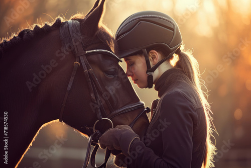 The tender moment between a rider and a horse © Venka