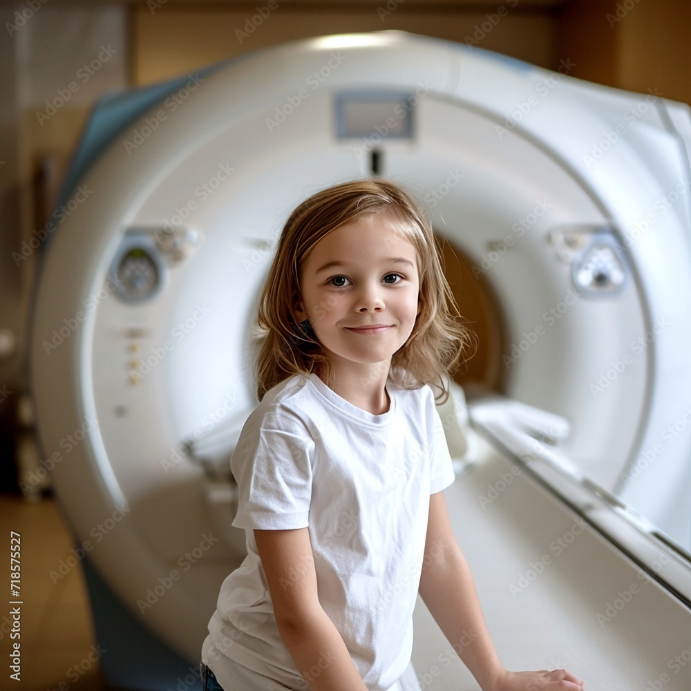 cute child and the CT or MRI machine cute child and the CT or MRI machine