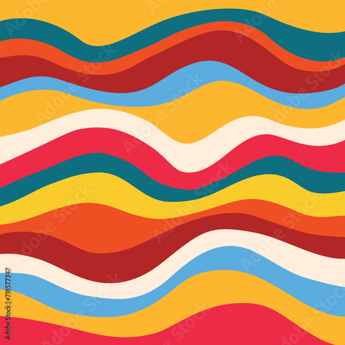 Abstract background with curve and wave in layer. Bright sample with colorful shapes. Vector illustration.