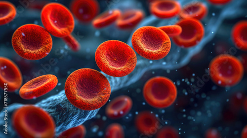 Electron microscopy of red blood cells erythrocytes, electron microscopy, blood stream, scientific and medical, science, microbiology, blood cells in human health and disease concept