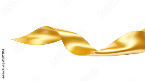 3d elegant gold ribbon isolated on transparent background
