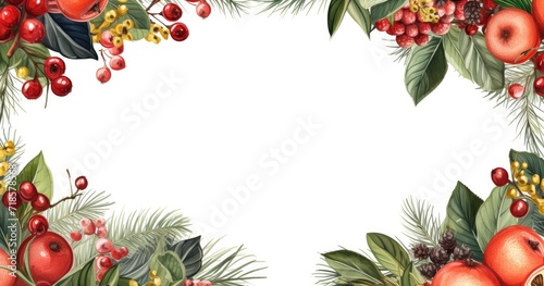 christmas wreath with holly berries