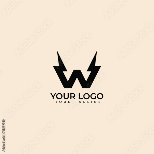 W logo energy vector. modern initial letter w electric volt template vector.